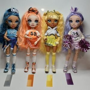 Rainbow High Skylar, Poppy, Sunny, and Violet Cheer Dolls
